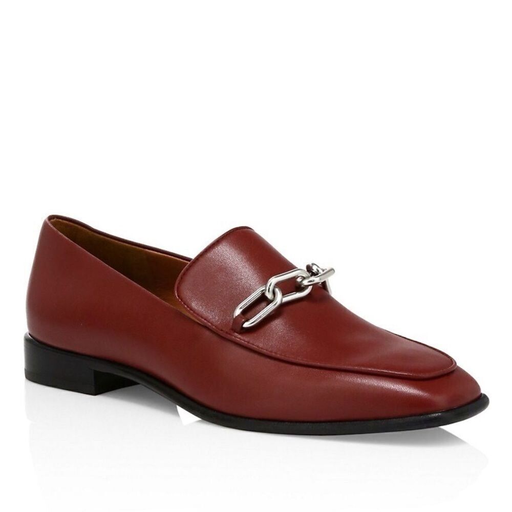 Rag & Bone Women's Dark Red Aslen Square Toe Leather Loafers Size 11